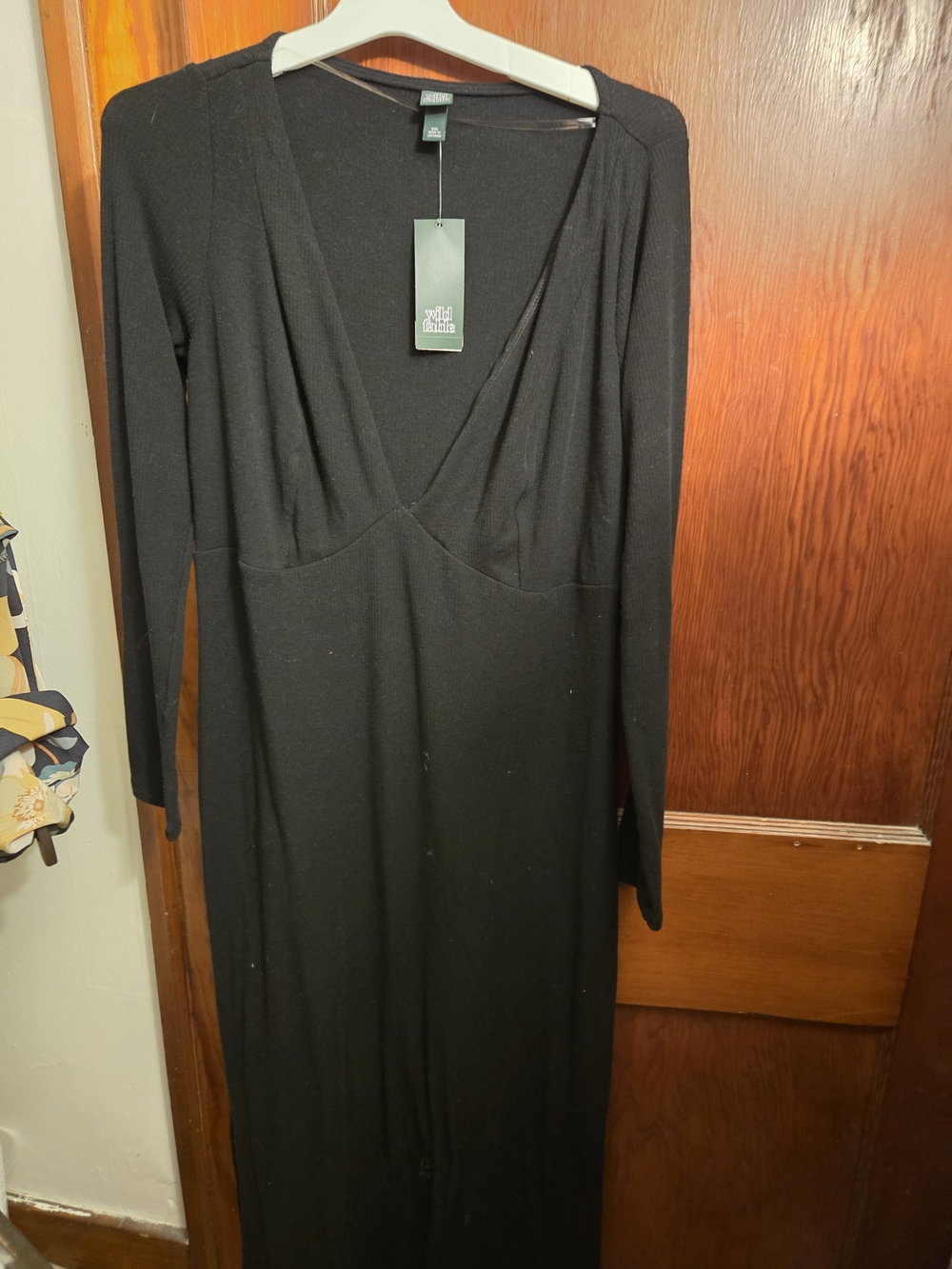 Wild Fable Very Sexy Black V-Neck Long-Sleeve Maxi Dress